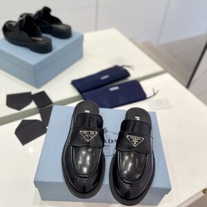 Prada Women's Black Leather Slippers